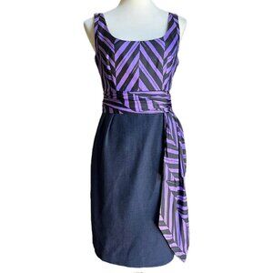 Vintage Milly Marcela black and purple silk cocktail dress size 2